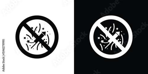 Ban on fireworks signs in black. flat graphic vector icon