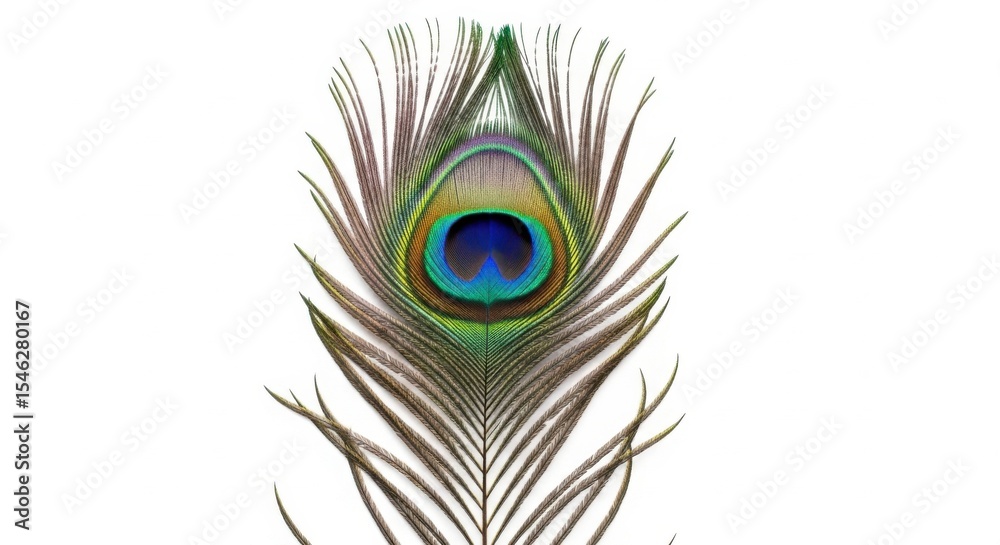 Obraz premium Peacock feather isolated on white background