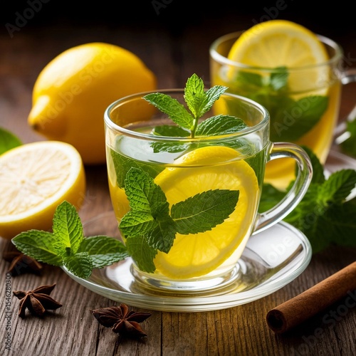 summer tea with mint and lemon