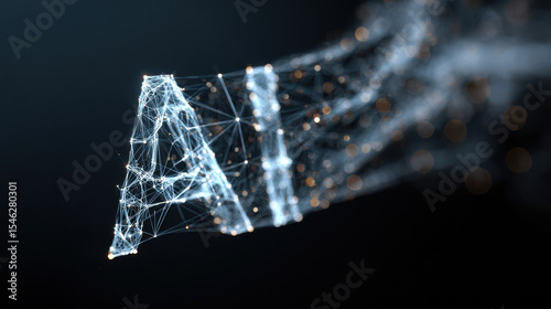 Digital AI network with glowing connections representing futuristic artificial intelligence system data sharing and innovation concept
