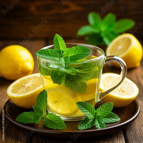 summer tea with mint and lemon