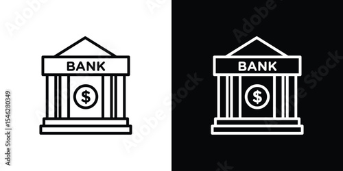 Bank icon in black. flat graphic vector icon