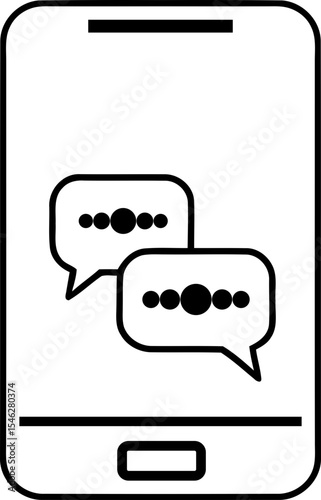Mobile Messaging Icon - Smartphone with Chat Bubbles Line Art