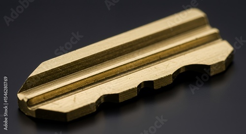 Close-up of a Brass Key: Intricate Detail and Golden Hues