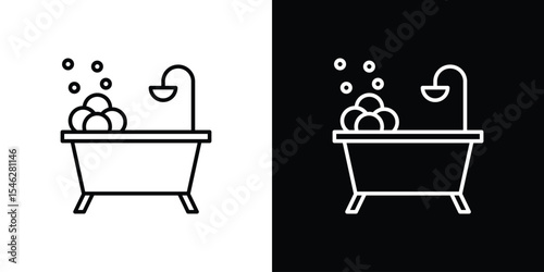 Bathtube icon in black. flat graphic vector icon