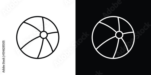 Beach ball icon in black. flat graphic vector icon