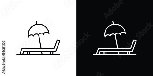 Beach chair icon in black. flat graphic vector icon