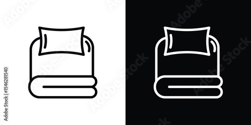 Bed linenfor banner and packaging design. Vector illustration with pillows icon in black. flat graphic vector icon