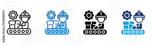 Bread Production icon Multi Style Vector Illustration 