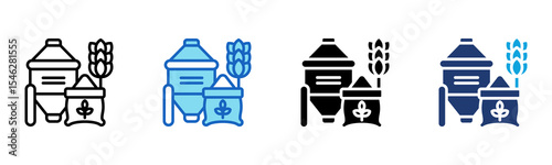 Grain Silo icon Multi Style Vector Illustration 
