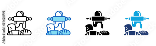Rolling Pin icon Multi Style Vector Illustration 