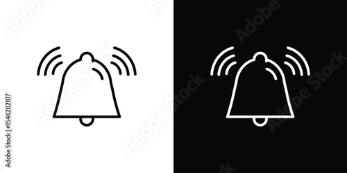 Bell ring icon in black. flat graphic vector icon
