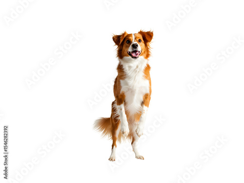 Happy golden retriever running and jumping mid-air, full body isolated on transparent background—perfect for pet ads, playful scenes, or animal-themed designs.