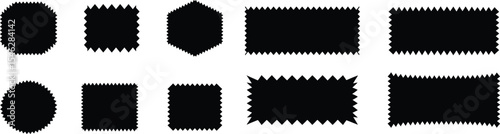 Black textile swatch, fabric sample set vector illustration on transparent background