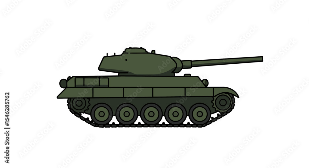 Stylized war tank in a minimalist side view Stylized war tank in a minimalist side view