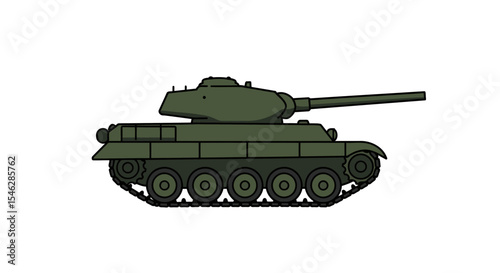 Stylized war tank in a minimalist side view