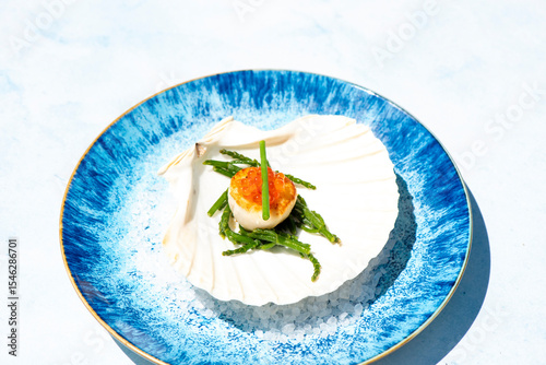 scallop with red caviar