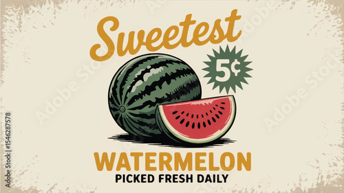 Vintage Watermelon Ad Sweetest Summer Fruit