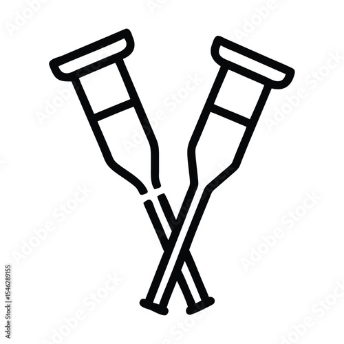 Crutches Icon Simple Illustration Crutches Vector Stock Vector