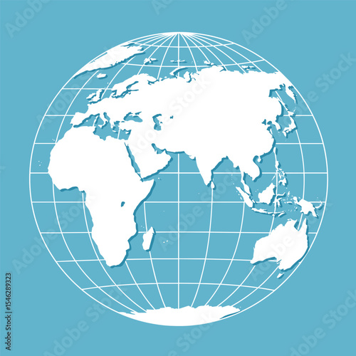 World globes maps set. Europe, Asia, North and South America, Oceania, Africa globe maps. Earth globe icons isolated on blue background. Vector illustration
