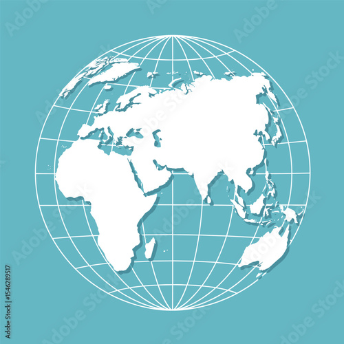 World globes maps set. Europe, Asia, North and South America, Oceania, Africa globe maps. Earth globe icons isolated on blue background. Vector illustration