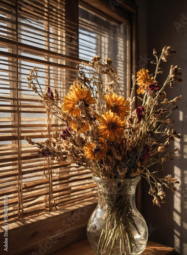 sunflowers in vase by the window