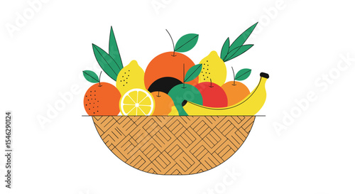 A Colorful Basket of Fresh and Healthy Fruits and Vegetables for Balanced Nutrition