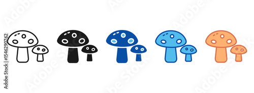 Mushroom Icon Set Multiple Style Collection