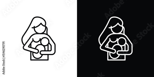 Breastfeeding icon in black. flat graphic vector icon