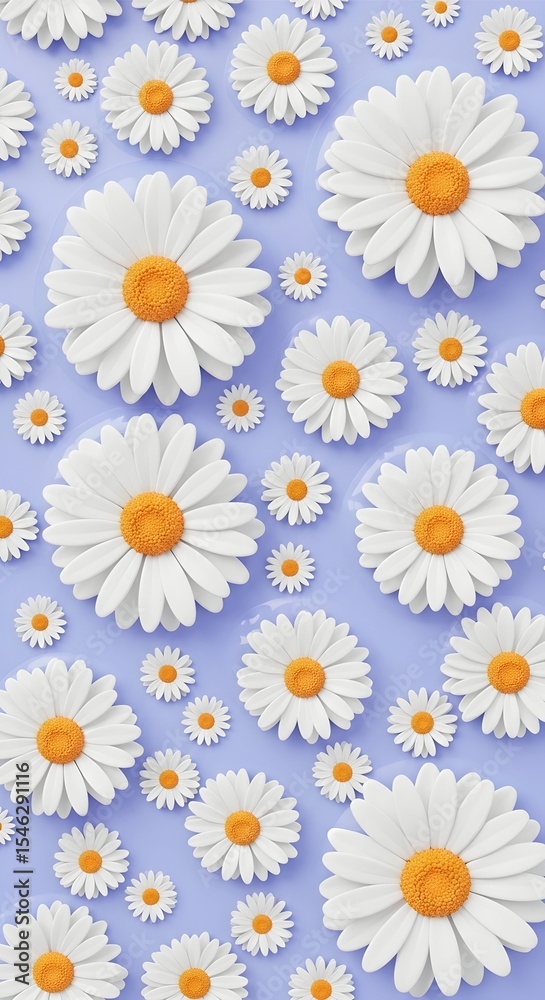 Vertical Dense Daisy Pattern on Lavender Vertical Dense Daisy Pattern on Lavender