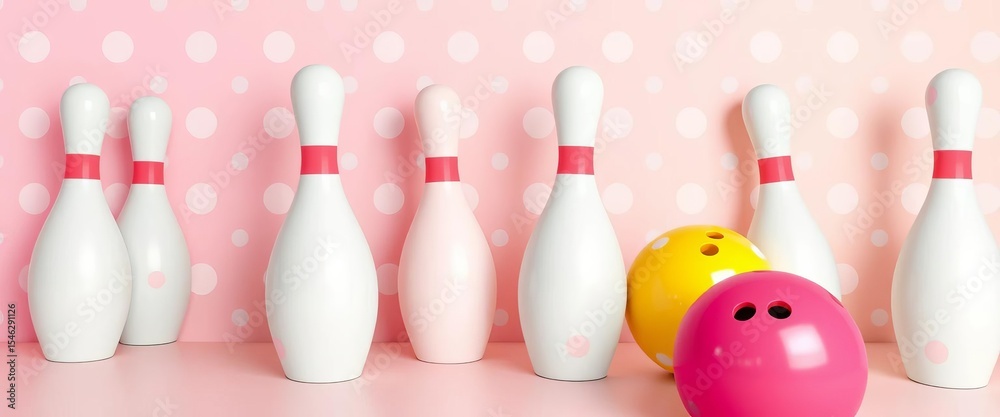 Pastel polka dot bowling pin and ball seamless pattern, pastel, pattern Pastel polka dot bowling pin and ball seamless pattern, pastel, pattern