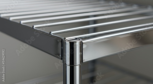 Close-up of Chrome Shelving Unit: Sturdy, Sleek Design