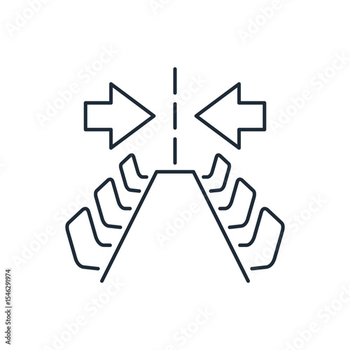 Negotiating table. Convergence. Vector linear illustration icon isolated on white background.