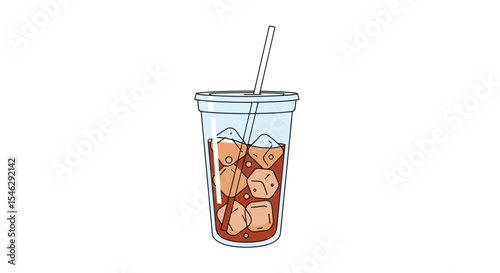 Refreshing Iced Coffee Beverage with Cubes of Ice a Perfect Summer Drink