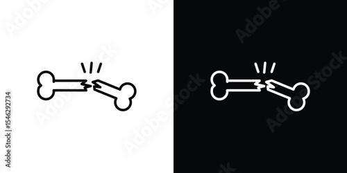 Broken bone icon in black. flat graphic vector icon