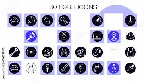 Labor line editable icon set. Contains icons related to labor, construction, labour day, renovation, and more. Vector illustration. make 30 vectors on one image