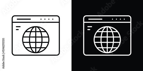 Browser icon in black. flat graphic vector icon