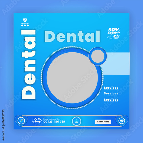 Dentist and dental care social media post template or Teeth cleaning editable Design set