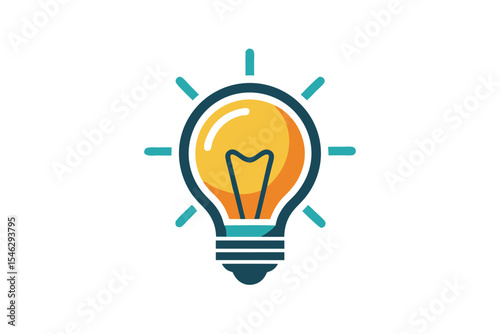 Bright yellow lightbulb emits turquoise rays, promoting fresh innovative ideas for businesses