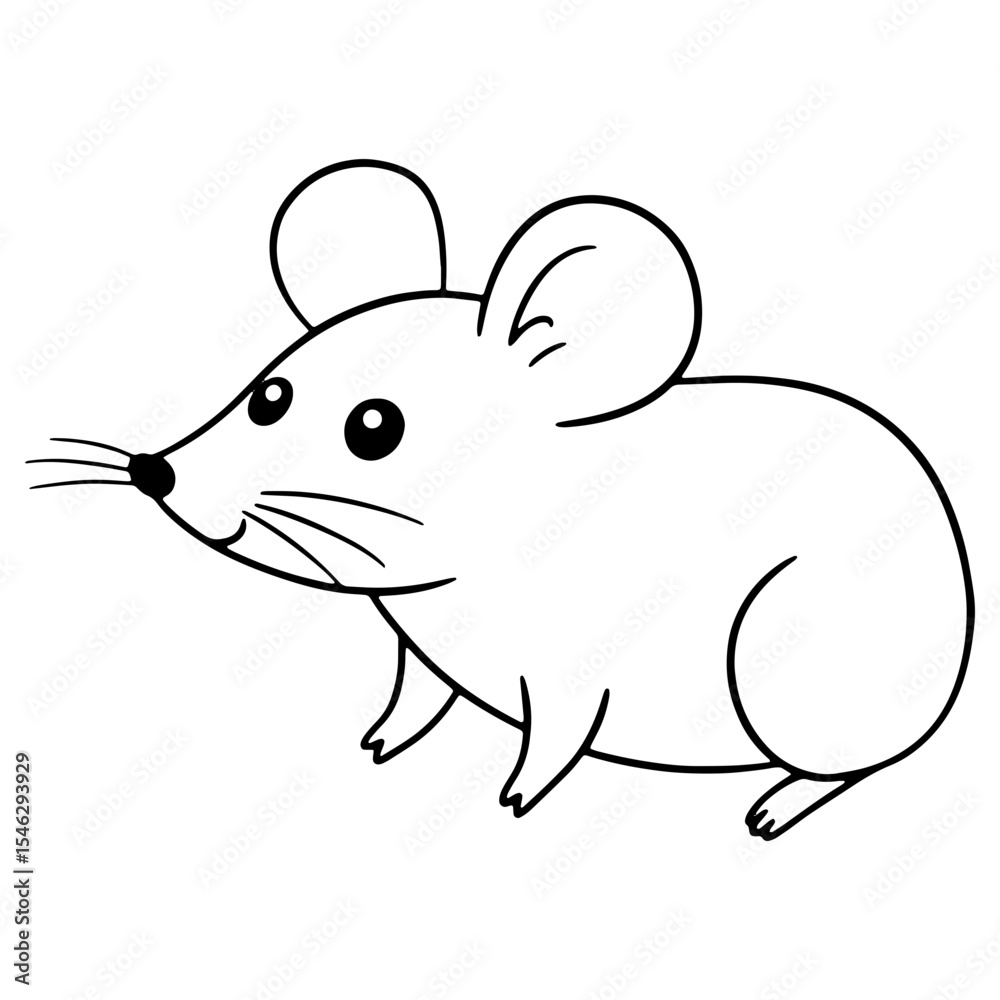 A small, simple white mouse shown in profile. This black and white outline drawing is perfect for minimalist icons, lab-themed graphics, and children's coloring pages. A small, simple white mouse shown in profile. This black and white outline drawing is perfect for minimalist icons, lab-themed graphics, and children's coloring pages.