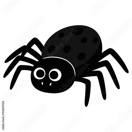 A simple black spider with eight legs and multiple eyes. This stylized arachnid icon is great for Halloween decorations, insect collections, and fun, spooky-themed designs.
