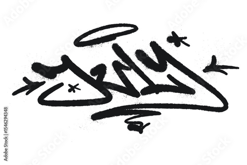 July Abstract Graffiti Art Bold Black Ink Style