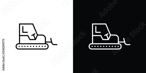 Bulldozer icon in black. flat graphic vector icon