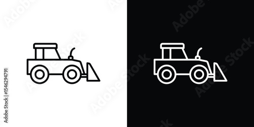 Bulldozer icon in black. flat graphic vector icon