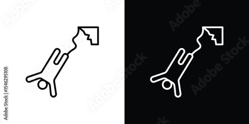 Bungee jumping icon in black. flat graphic vector icon