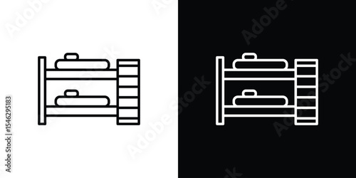 Bunk bed icon in black. flat graphic vector icon