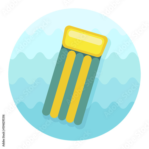 Floating mattress on beach icon. Summer. Vacation