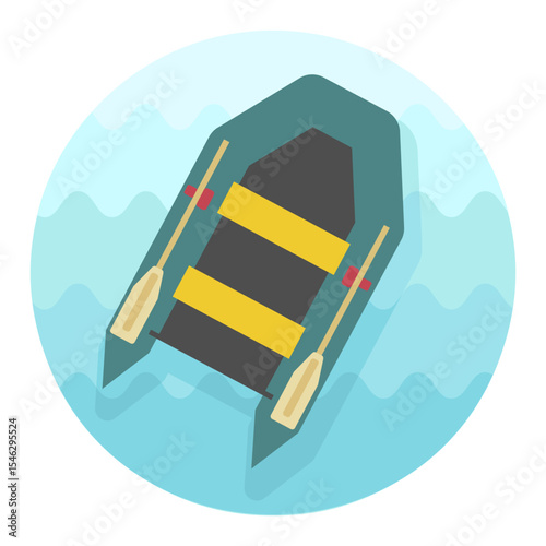 Inflatable rubber boat flat vector icon