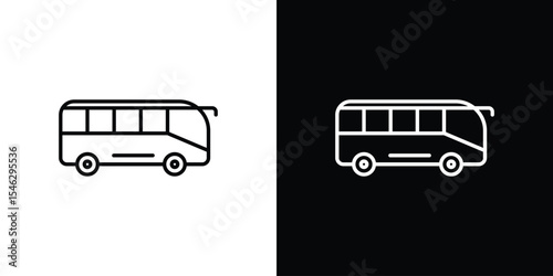 Bus coach icon in black. flat graphic vector icon