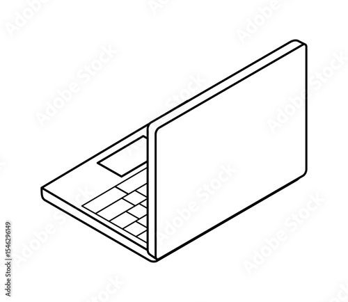 後ろから見たノートパソコンのイラスト　ベクター
